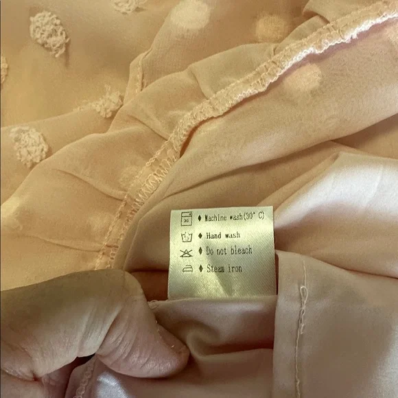 Pink Flowy Babydoll Textured Short Sleeve Dress Size Large - Picture 11 of 11